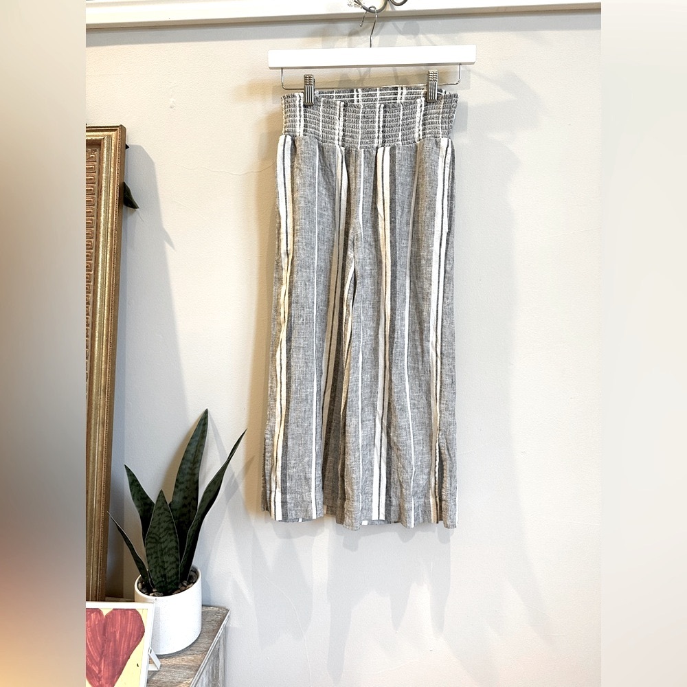 Cloth and Stone XS Striped Linen Wide-Leg crop Pants